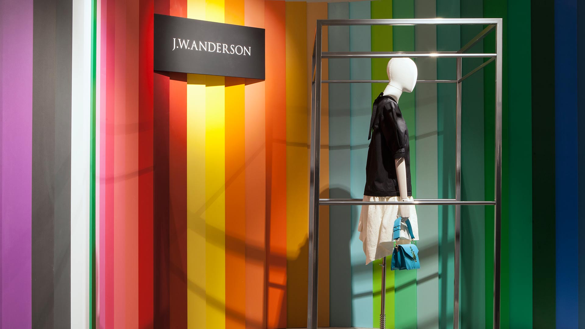 Colourful Striped Feature Wall Mannequin Art Installation Frame Lighting Nulty